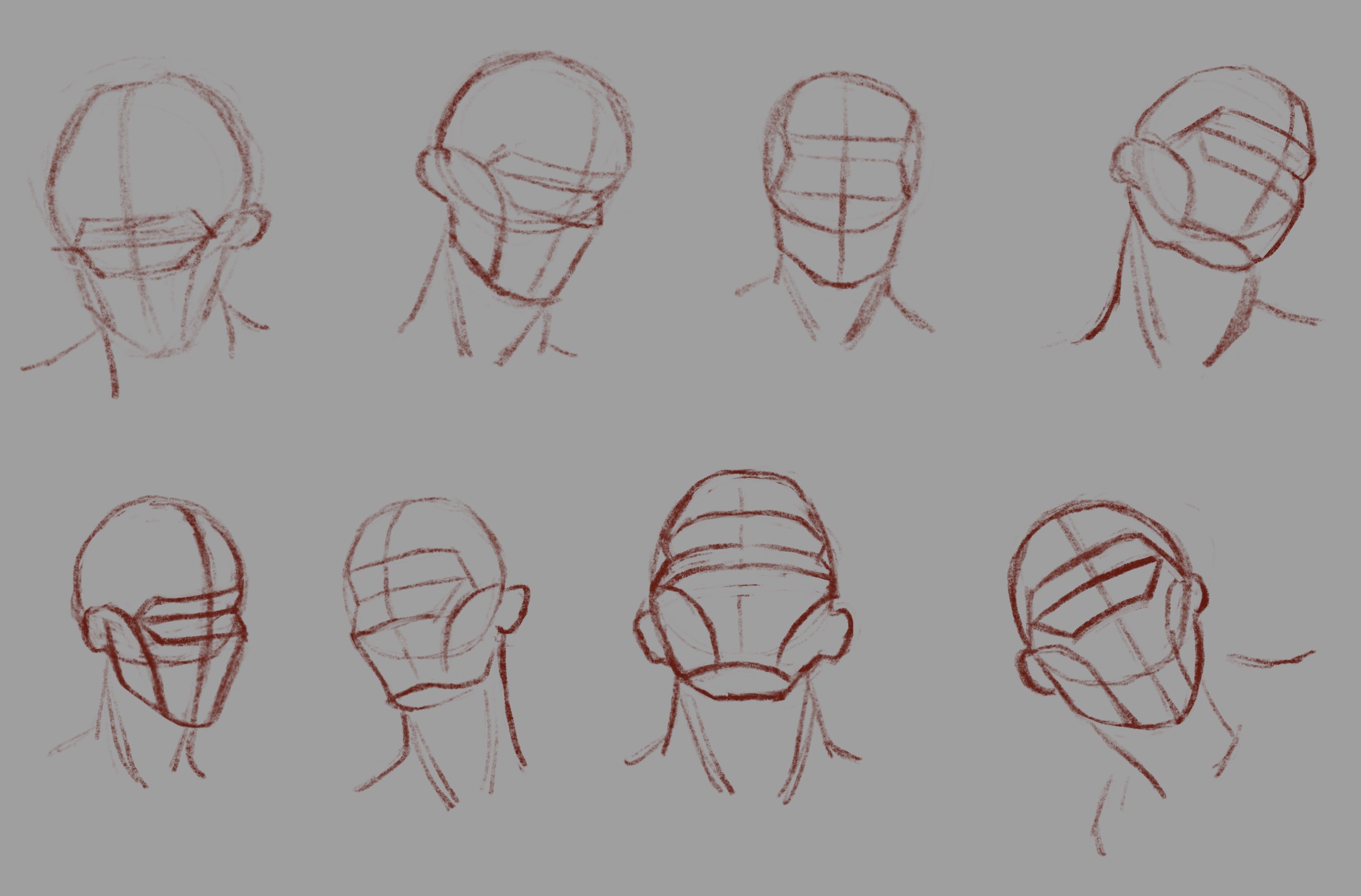 8 wireframe model “Kenzo heads”, used as the basis for the rendered heads