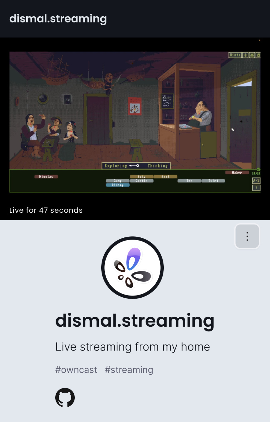 Screenshot of Owncast