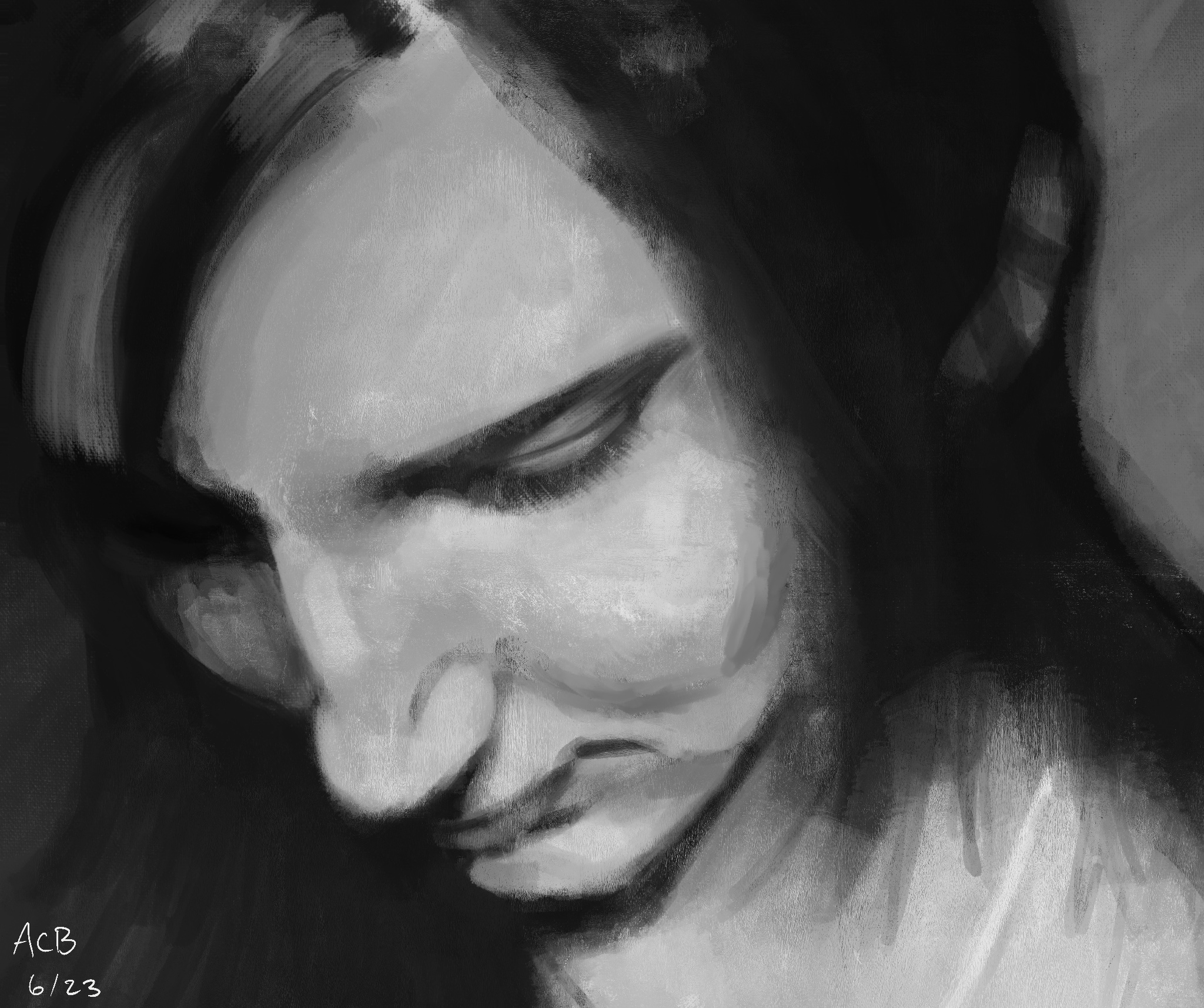 Value study version of the Aftyn Rose Color Notes portrait. This is what it looked like as I painted it