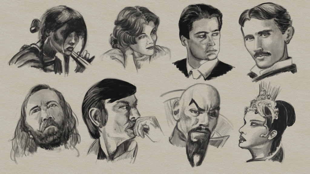 8 celebrity head sketches