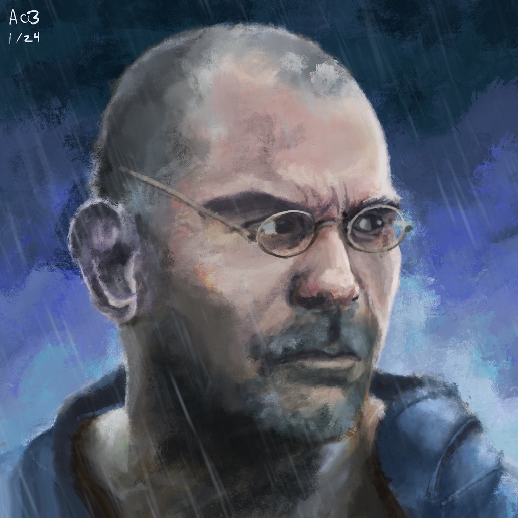 Painting of Dave Bautista from Blade Runner 2049