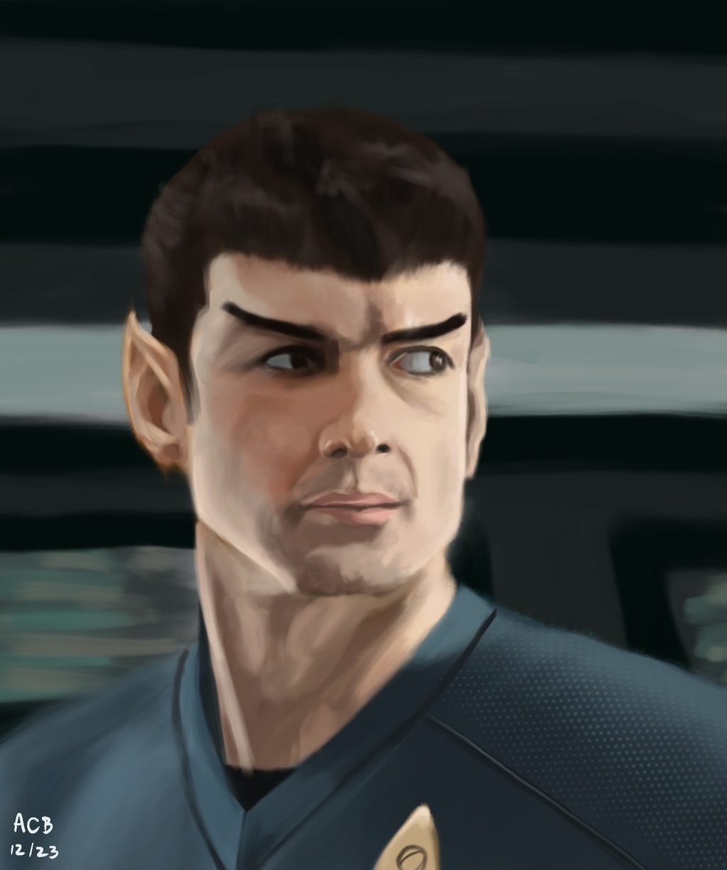 Painting of Ethan Peck as Spock from Star Trek: Strange New Worlds