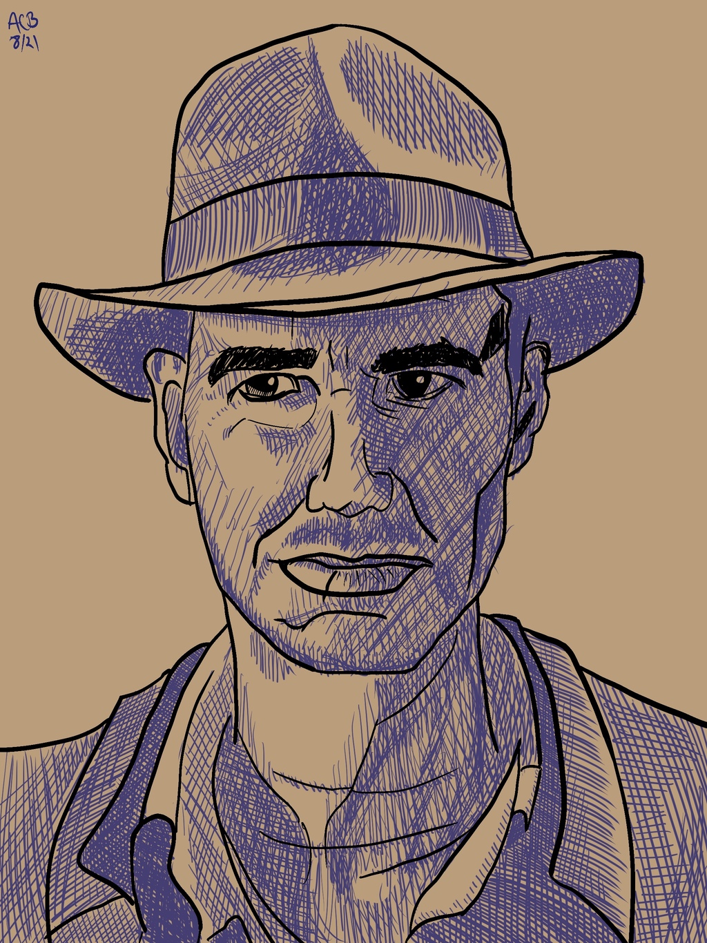 Ink sketch of Indiana Jones