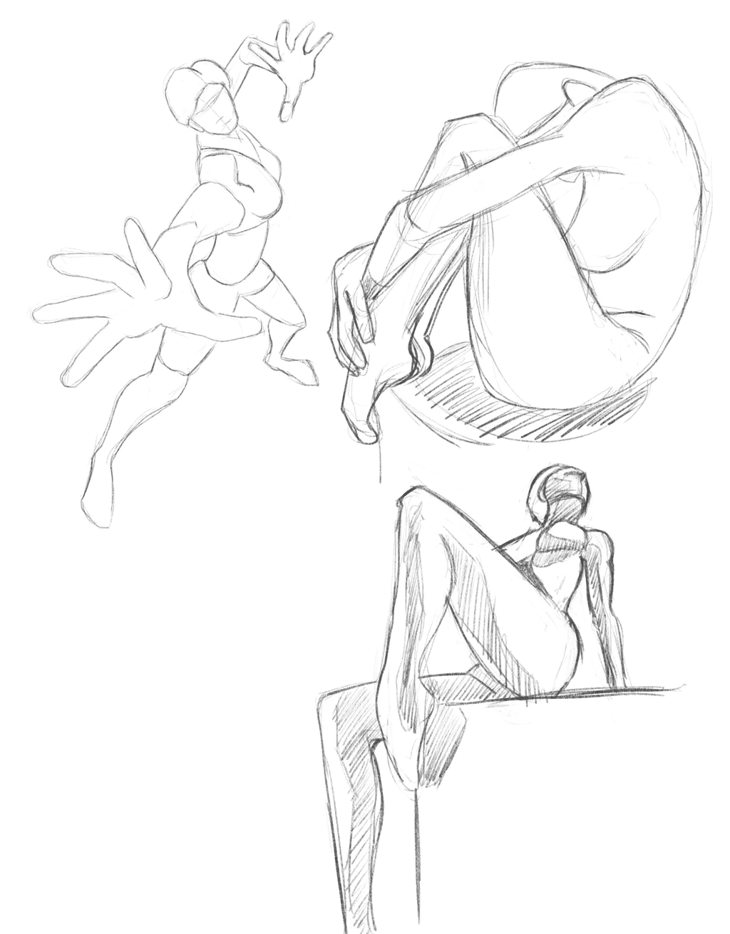 Three figure drawings