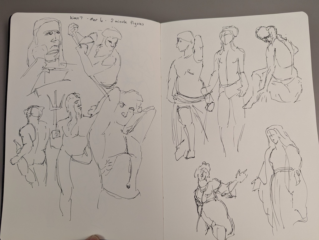 10 rough 2 minute figure drawings from statues