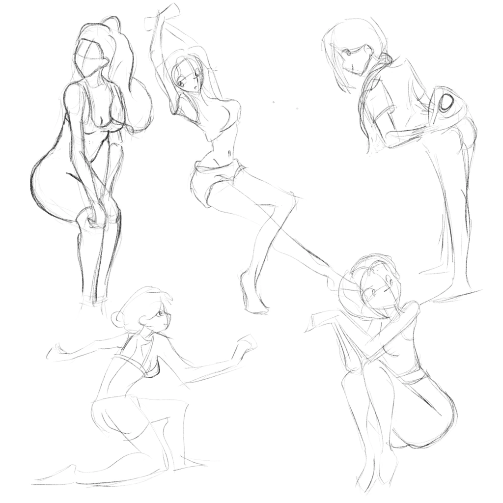 Five gesture drawings