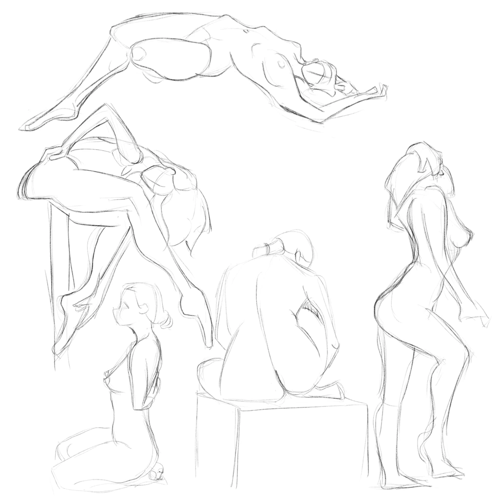 Five gesture drawings
