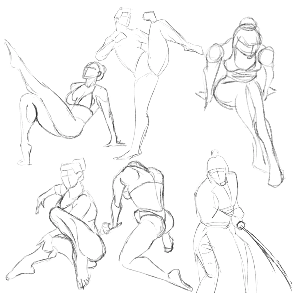 Six gesture drawings