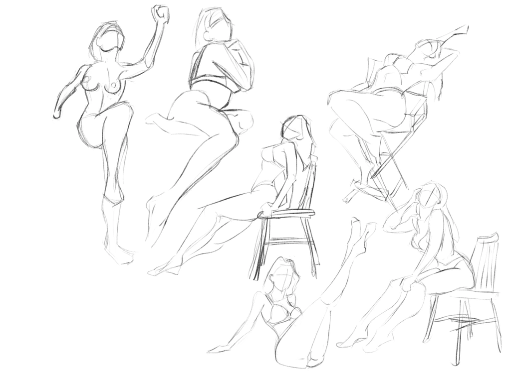 Six gesture drawings