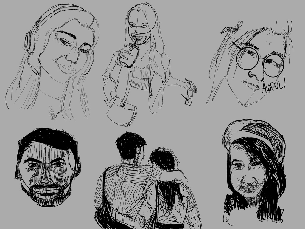 6 quick sketches of people from Reddit