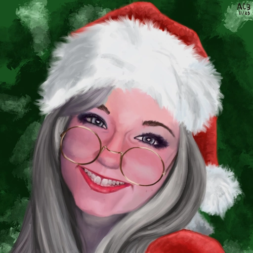 Painting of Aftyn Rose dressed as Mrs Claus