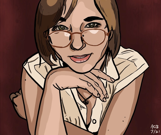 Cartoon portrait of Aftyn Rose as a teacher