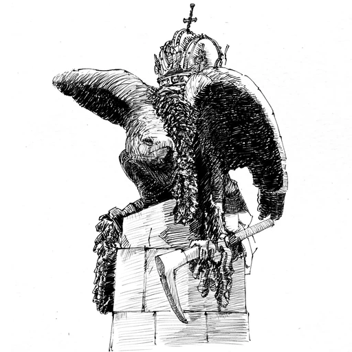 Ink drawing of an eagle statue